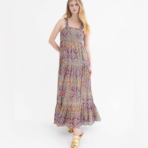 Bohemian Tiered Maxi Dress in Pink & Blue